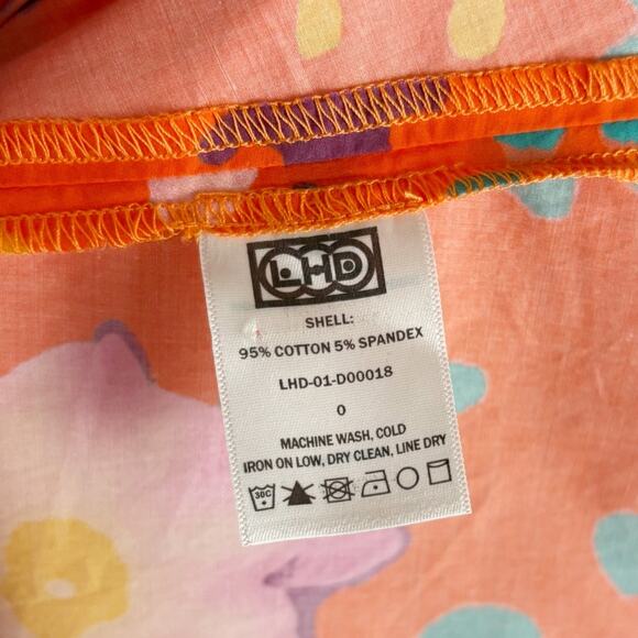 LHD Floral Cotton Poplin Midi Dress 0 Orange NEW - Picture 9 of 10